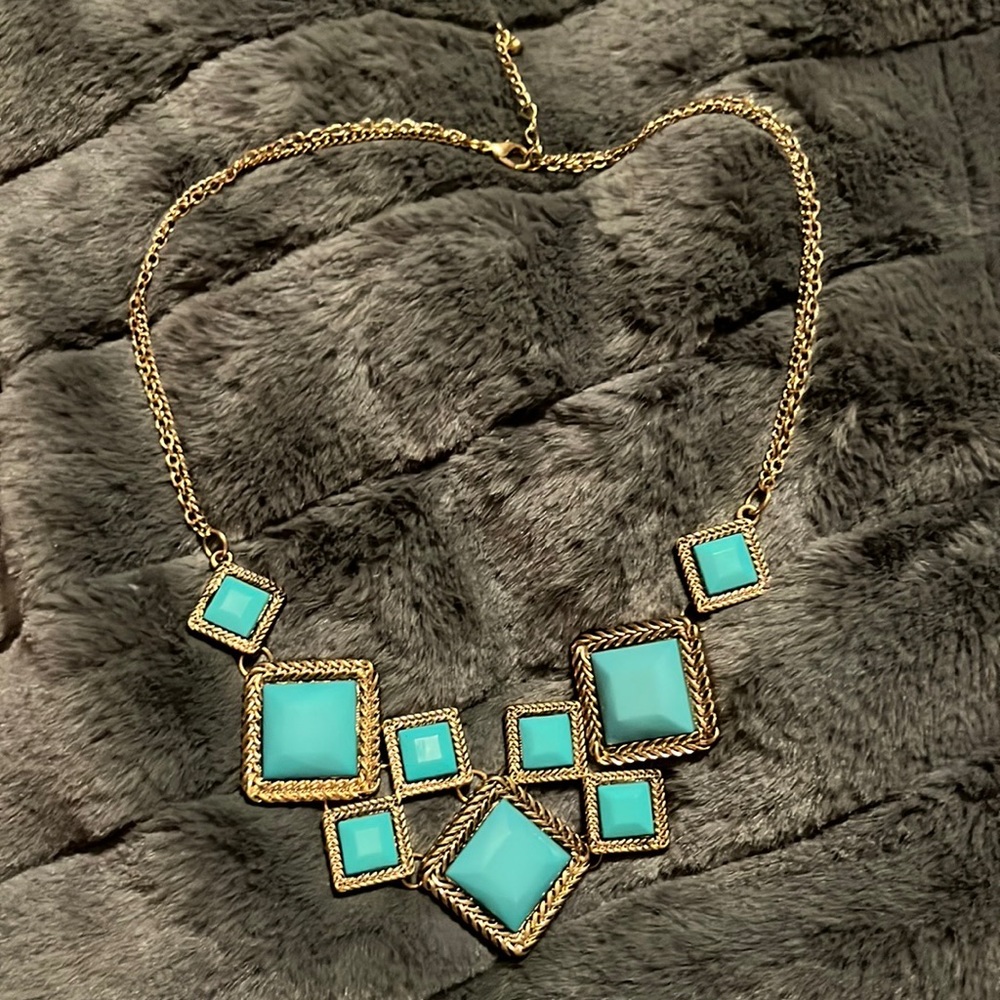 Teal statement necklace